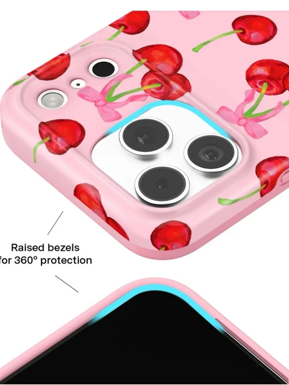 Velvet Caviar Pink Cherry iPhone 17 Pro Case with Red Cherry Print